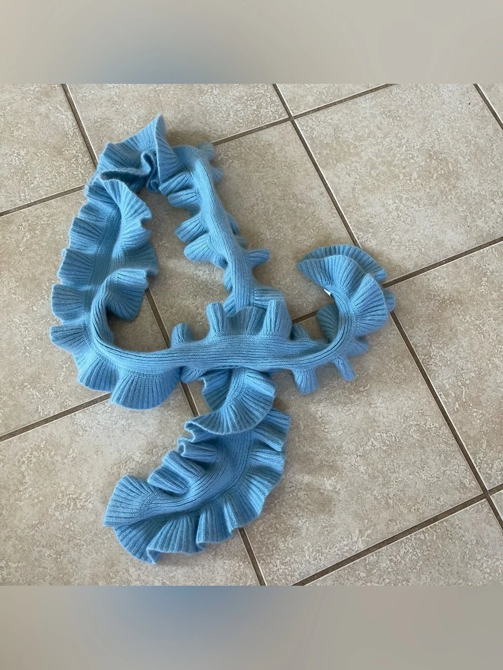 Castlerig 100% Cashmere Blue Ribbed Knit Winter Scarf NWOT 57x5.5” Capsule
